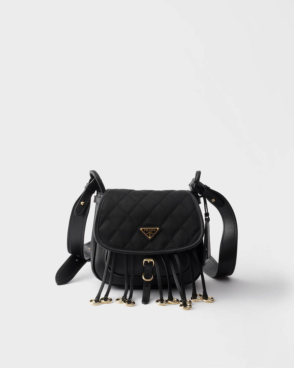 Prada Corsaire mini shoulder bag in black Re-Nylon and leather – front view