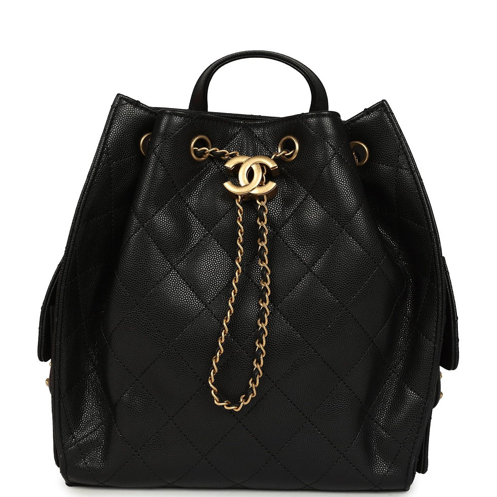 Pre-owned Chanel Small 25 Hobo Backpack in black caviar leather, front view with top handle