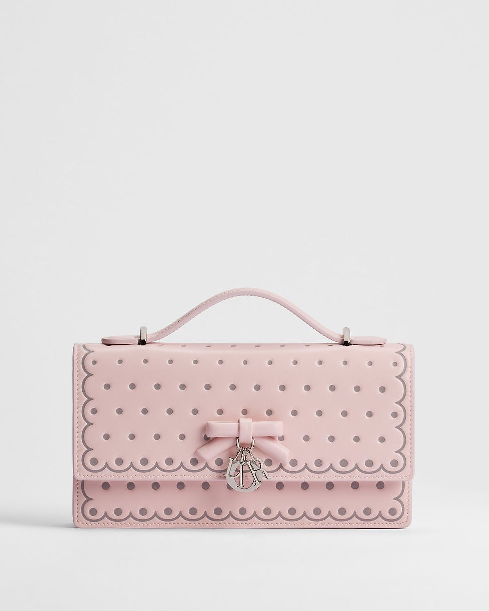 Dior My Dior Mini Bag with Bow in Ballet Pink PolkaDior Printed Calfskin – front view