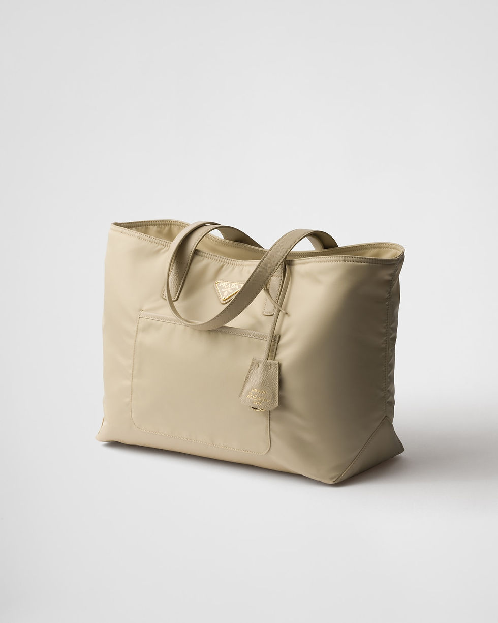 Prada Re-Edition 1978 medium tote in desert beige Re-Nylon and Saffiano leather – view 2