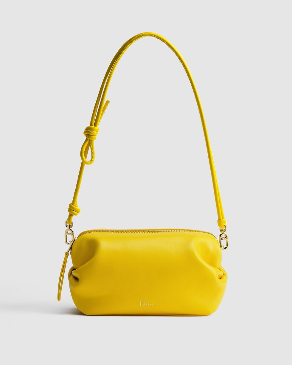 Dior Bow Pouch in Buttercup yellow supple lambskin – view 2