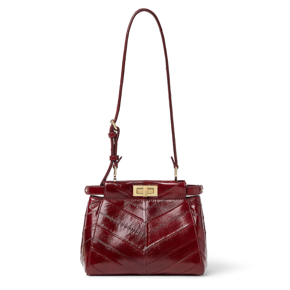 Fendi My Peekaboo XS bag in burgundy chevron hagfish leather – front view