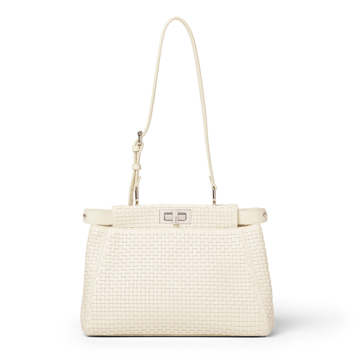 Fendi My Peekaboo Small bag in parchment woven calfskin – front view