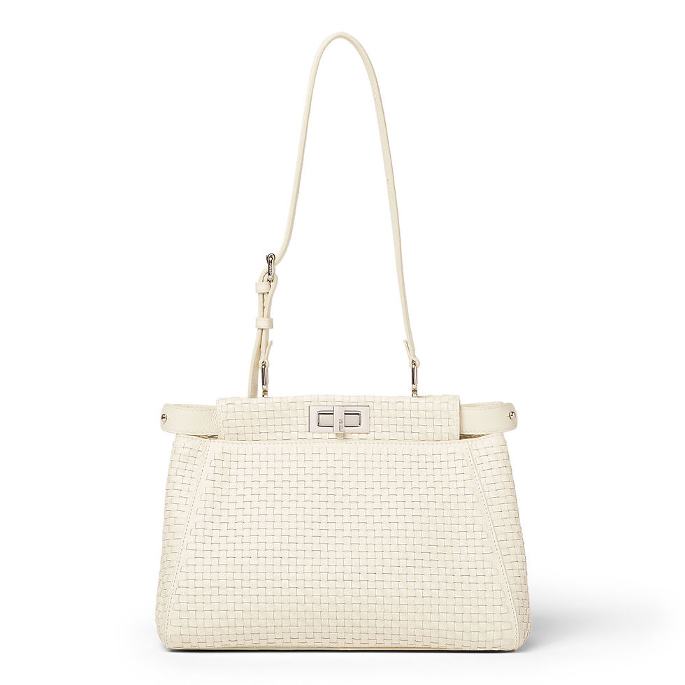 Fendi My Peekaboo Small bag in parchment woven calfskin – front view