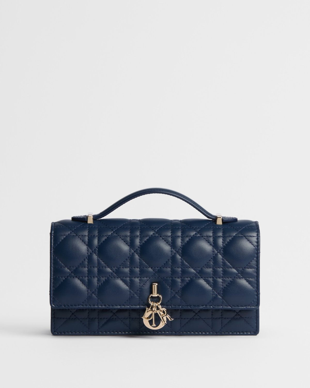 Dior My Dior Mini bag in deep ocean blue Cannage lambskin – front view