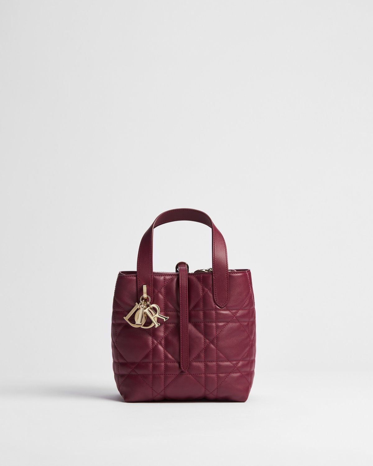Dior Or Small Toujours Vertical Tote bag in Hermitage red calfskin – front view