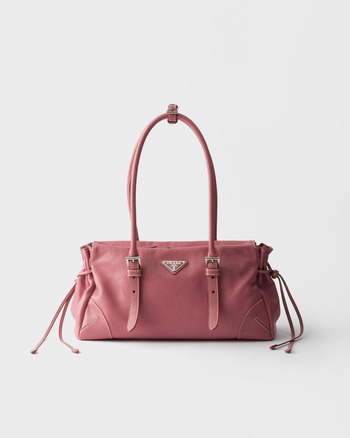 Prada Karin medium tote bag in lotus pink antiqued leather – front view