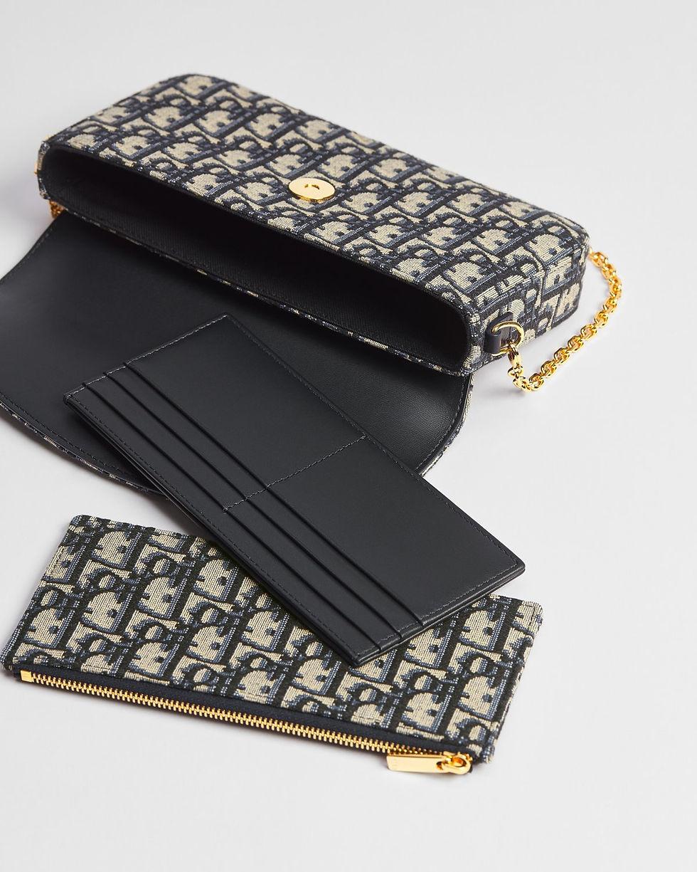 Thumbnail: Dior 30 Montaigne Pouch with Chain in blue Dior Oblique jacquard – view 3