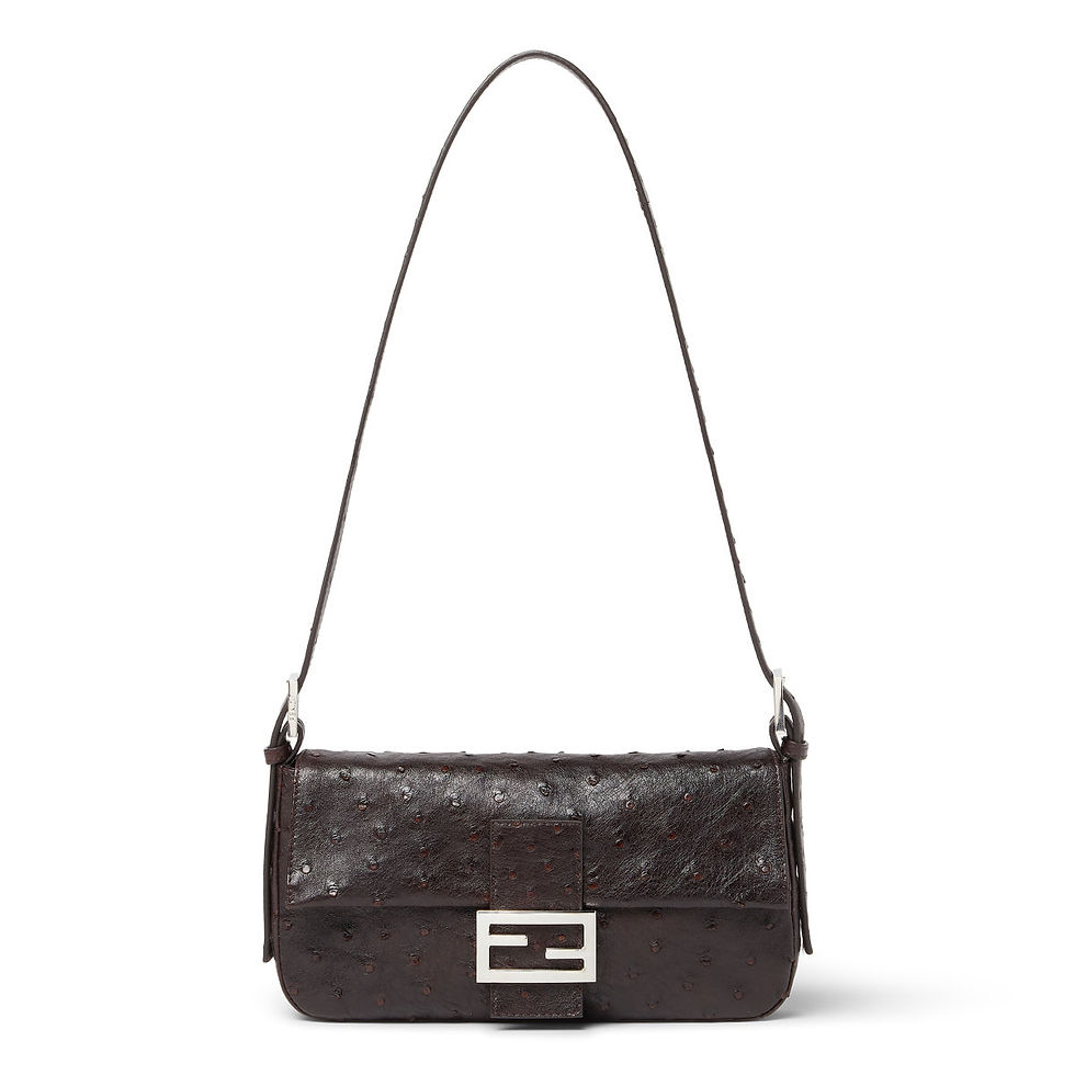 Fendi Baguette 26424 bag in dark brown ostrich leather – view 2
