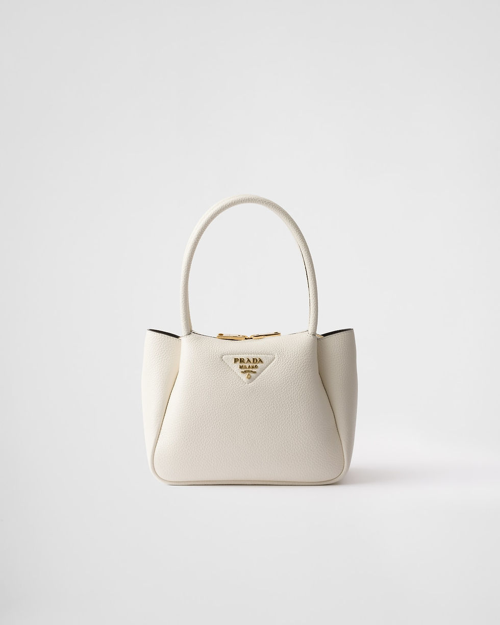 Prada small top-handle bag in white leather – front view
