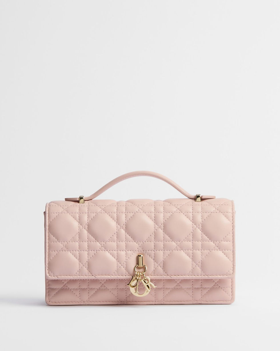 Dior My Dior Mini bag in powder pink Cannage lambskin – front view