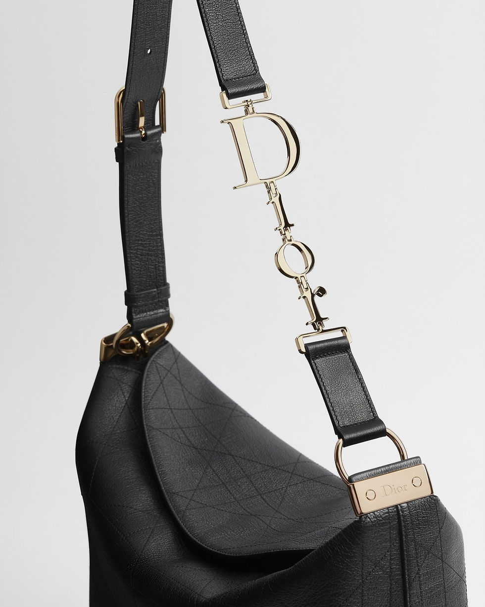 Thumbnail: Dior Large Diorly bag in black Flat Macrocannage calfskin – view 5