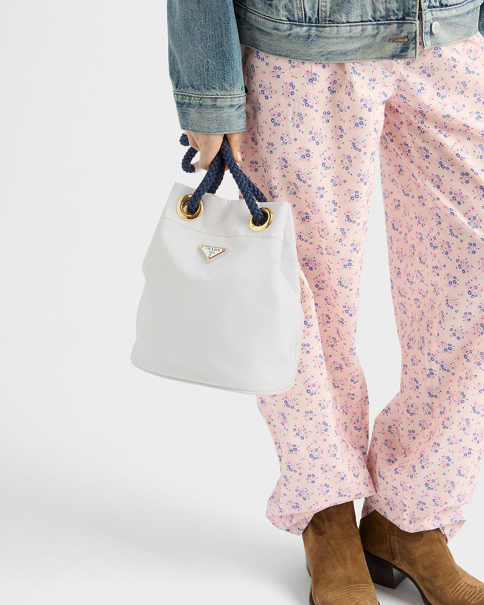Prada Mariner small bucket bag in white and baltic blue Re-Nylon – view 2