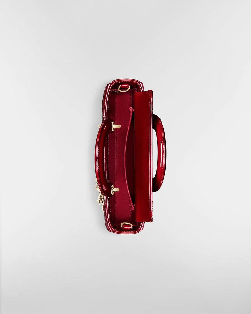 Thumbnail: Dior Small Lady D-Joy bag in cherry red patent Cannage calfskin – view 5
