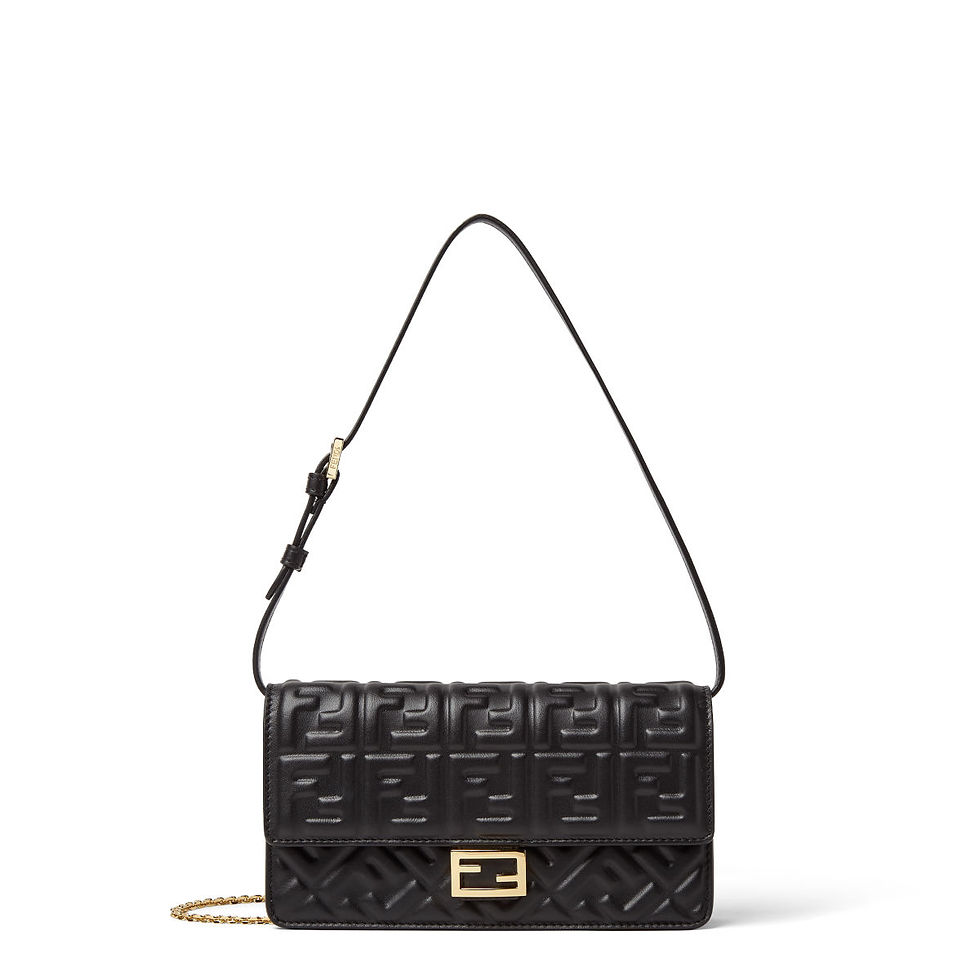 Fendi Tube Wallet on Chain in black FF embossed nappa leather – front view