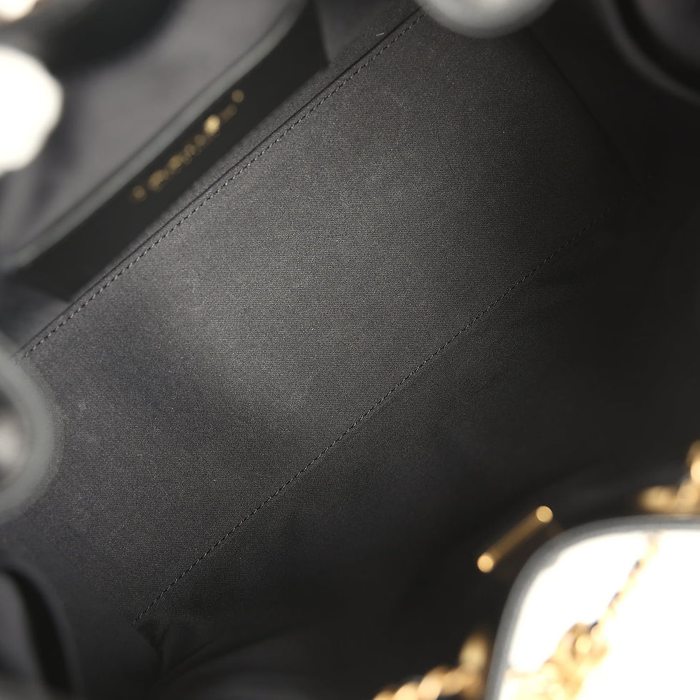 Thumbnail: Interior view of the clean black lining inside the pre-owned mint-condition hobo bag