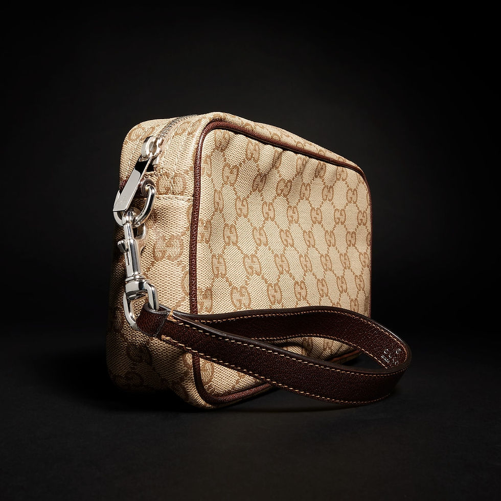 Thumbnail: Gucci Essence Classic small pouch - sand and brown GG canvas