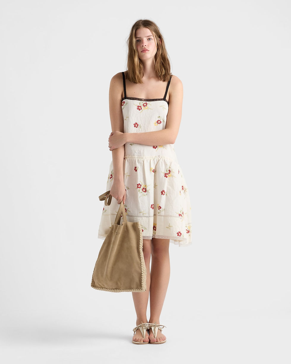 Prada large tote bag in desert beige suede and crochet – view 2