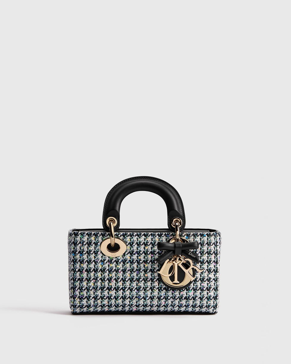 Dior Mini Lady D-Joy bag in multicolor houndstooth sequin embroidery – front view