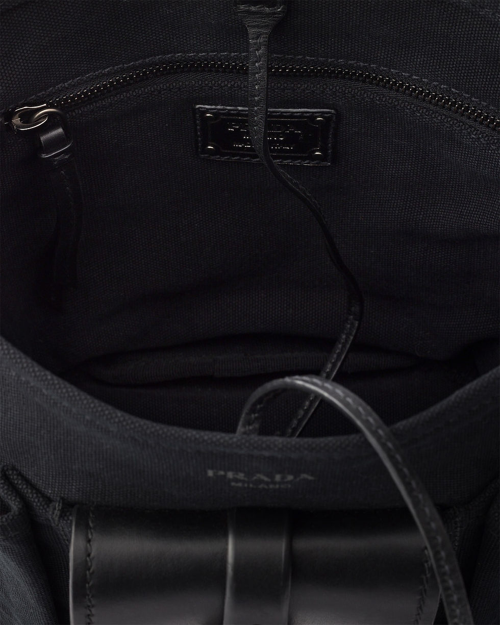Thumbnail: Prada Route mini bucket bag in black canvas and leather – view 4