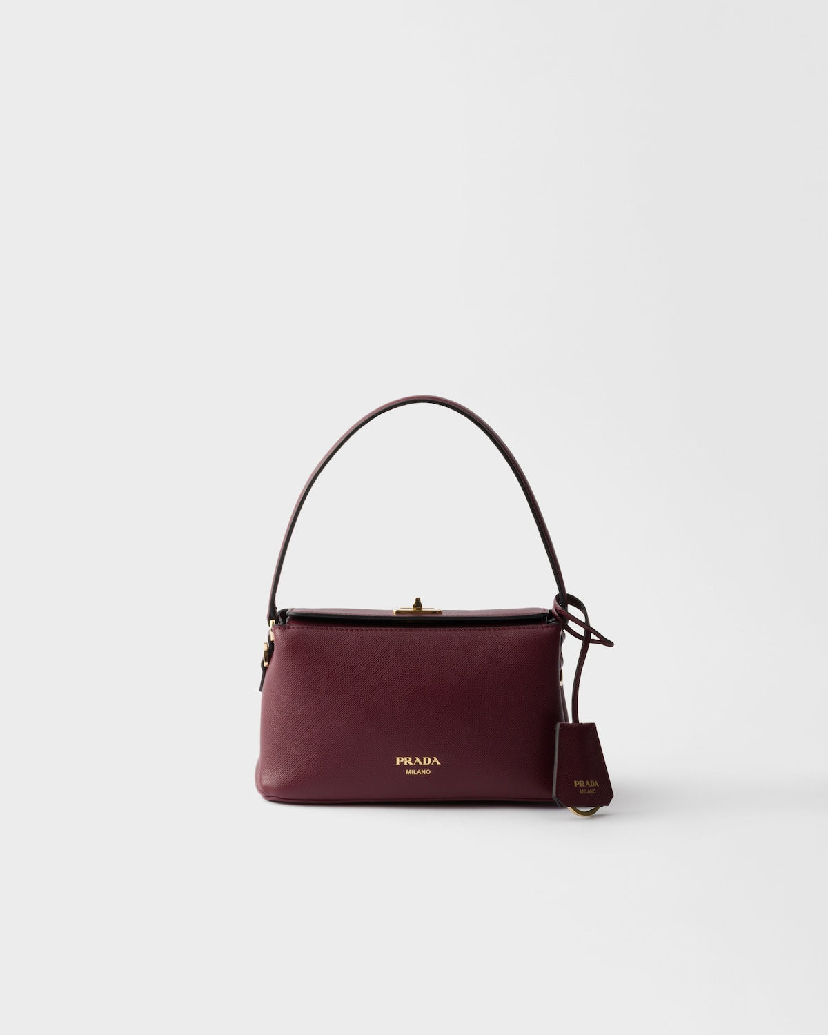 Prada Avoir mini bag in burgundy Saffiano leather – front view
