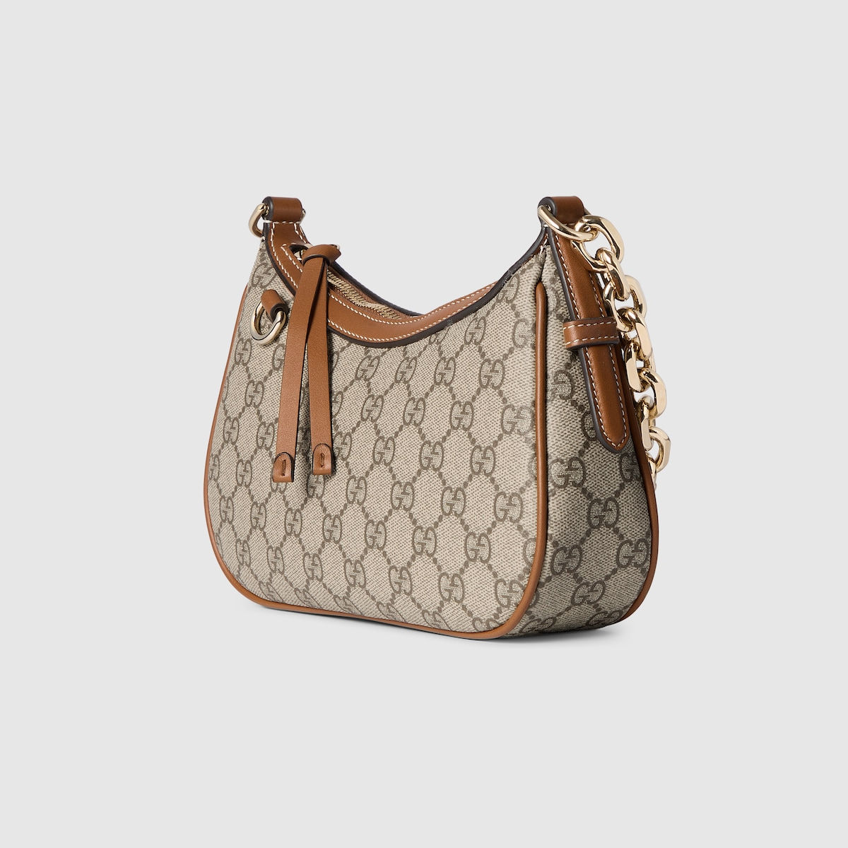 Gucci GG Emblem small shoulder bag - beige and dark brown fabric