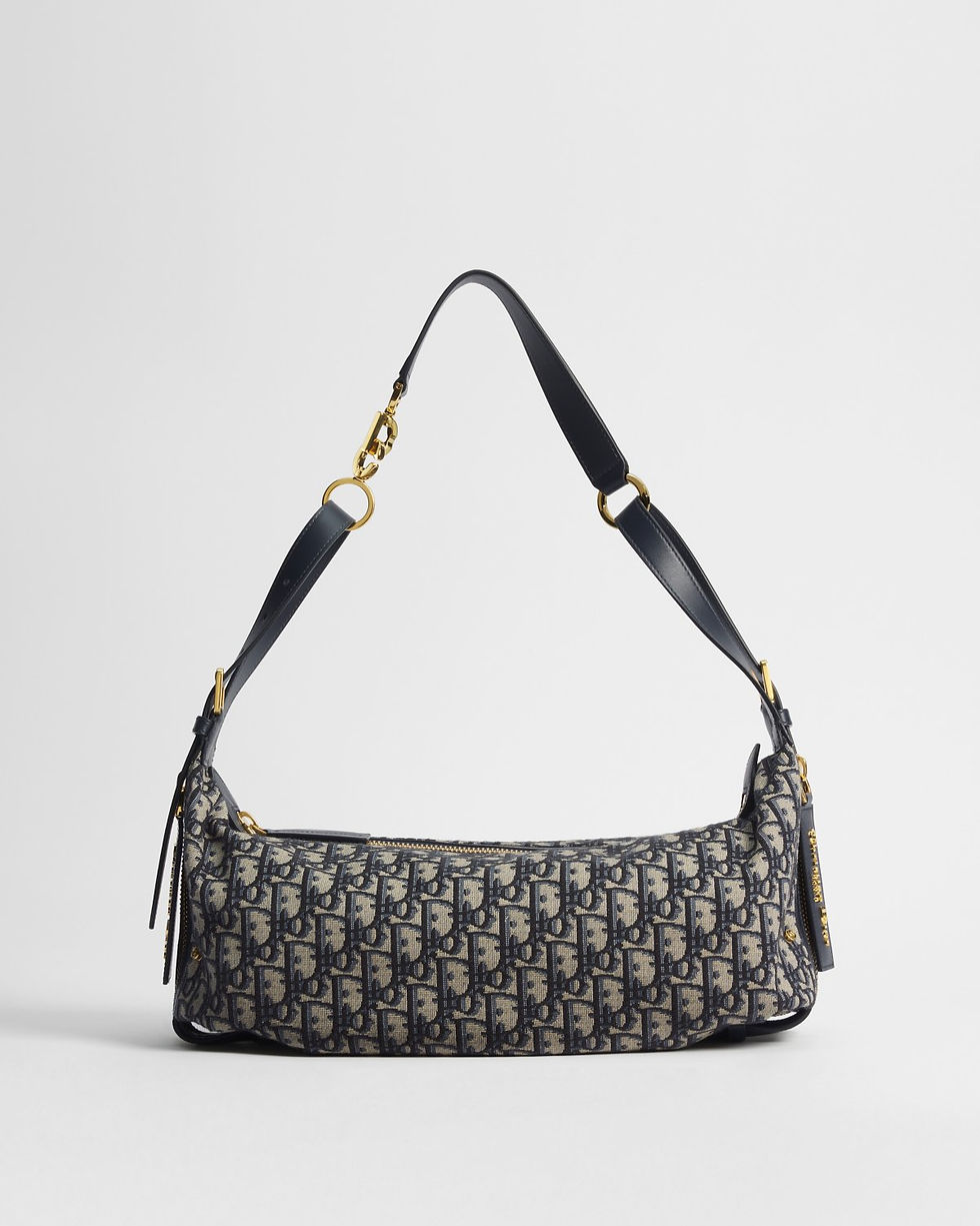 Dior Medium D-Journey bag in blue Dior Oblique jacquard – front view