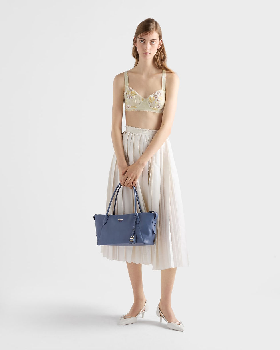Prada Ouvert large tote bag in aviation blue calfskin – view 2