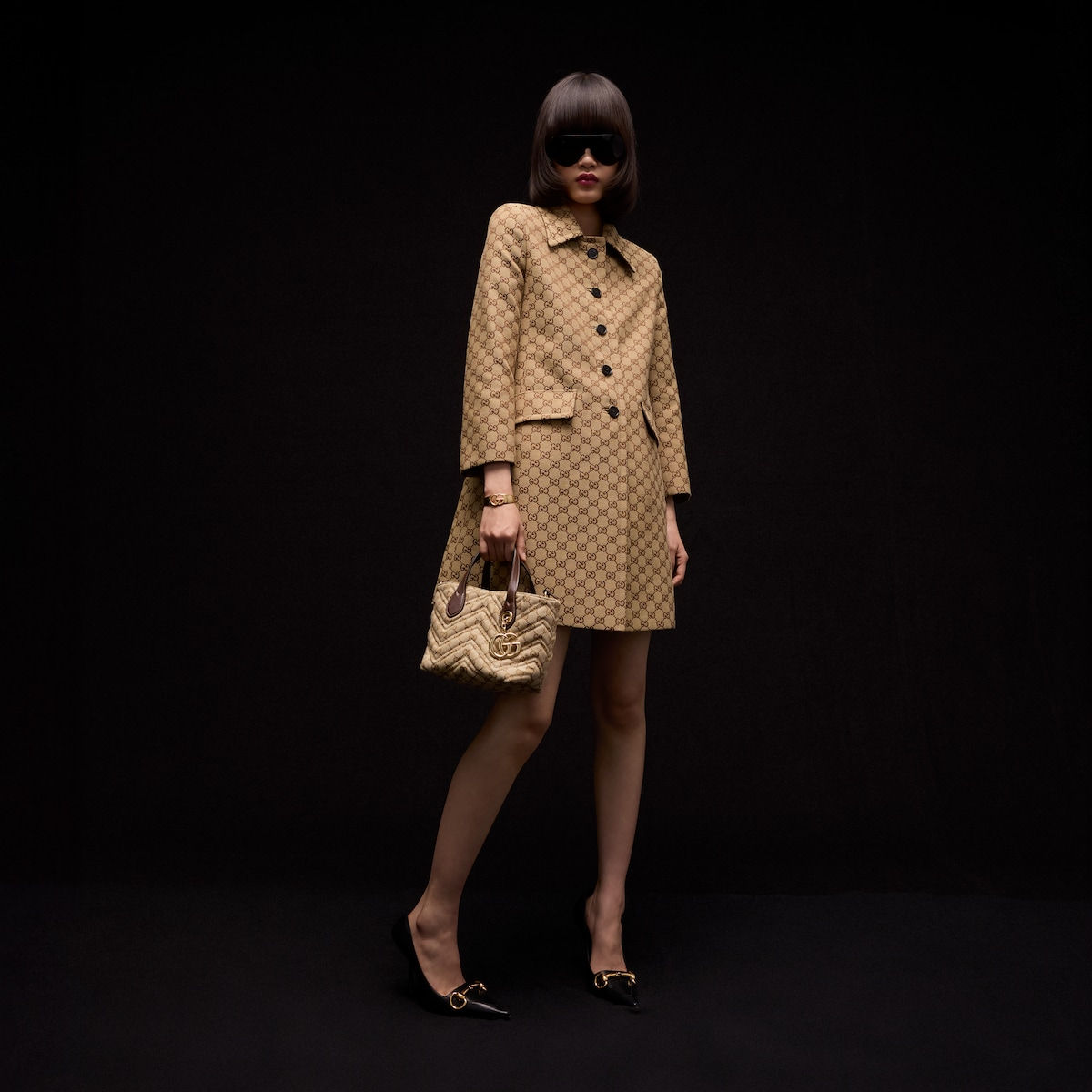 Gucci GG Marmont small tote bag - sand and brown GG canvas