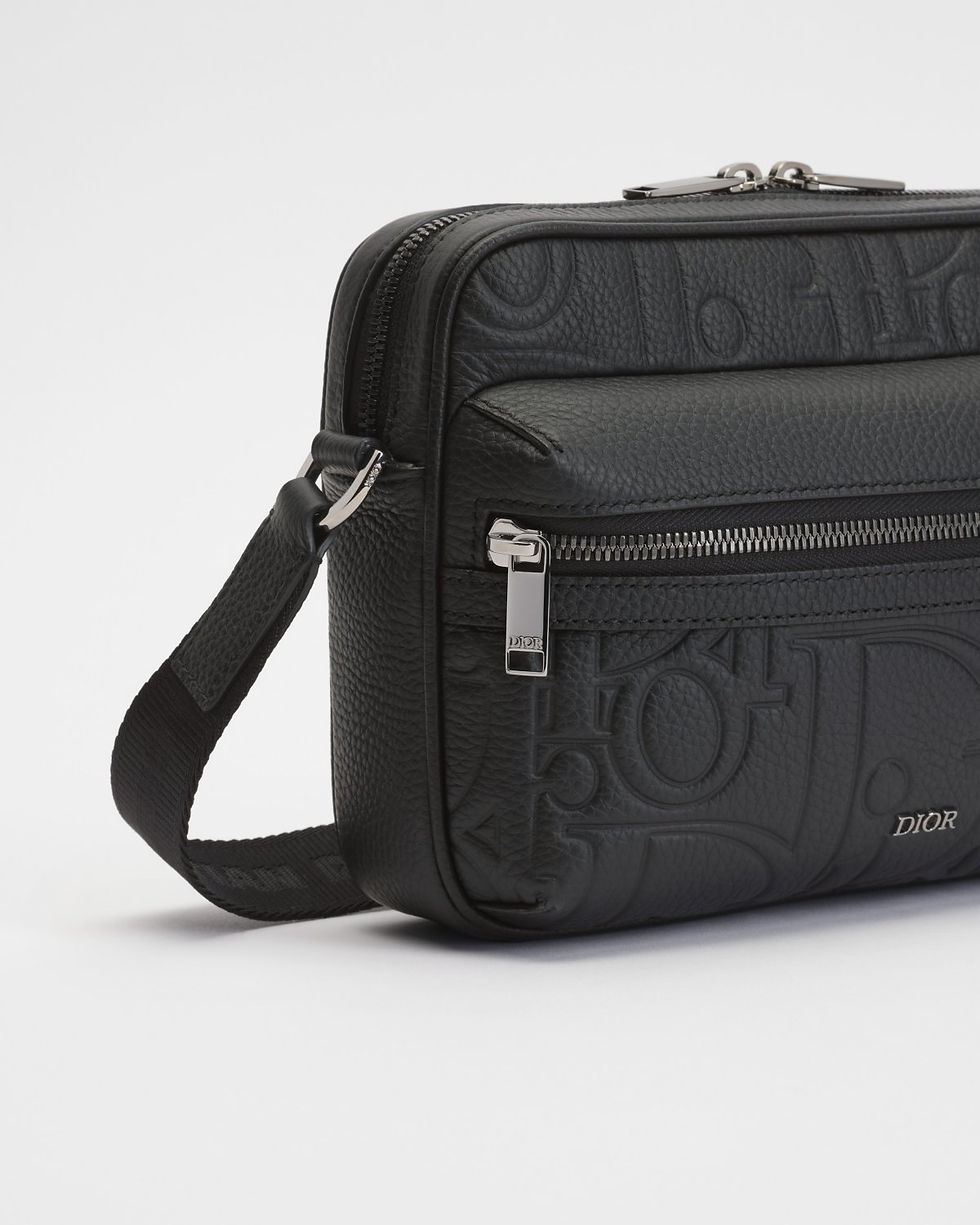 Thumbnail: Dior Rider zipped messenger bag in black Dior Gravity leather with ruthenium-finish signature – view 6