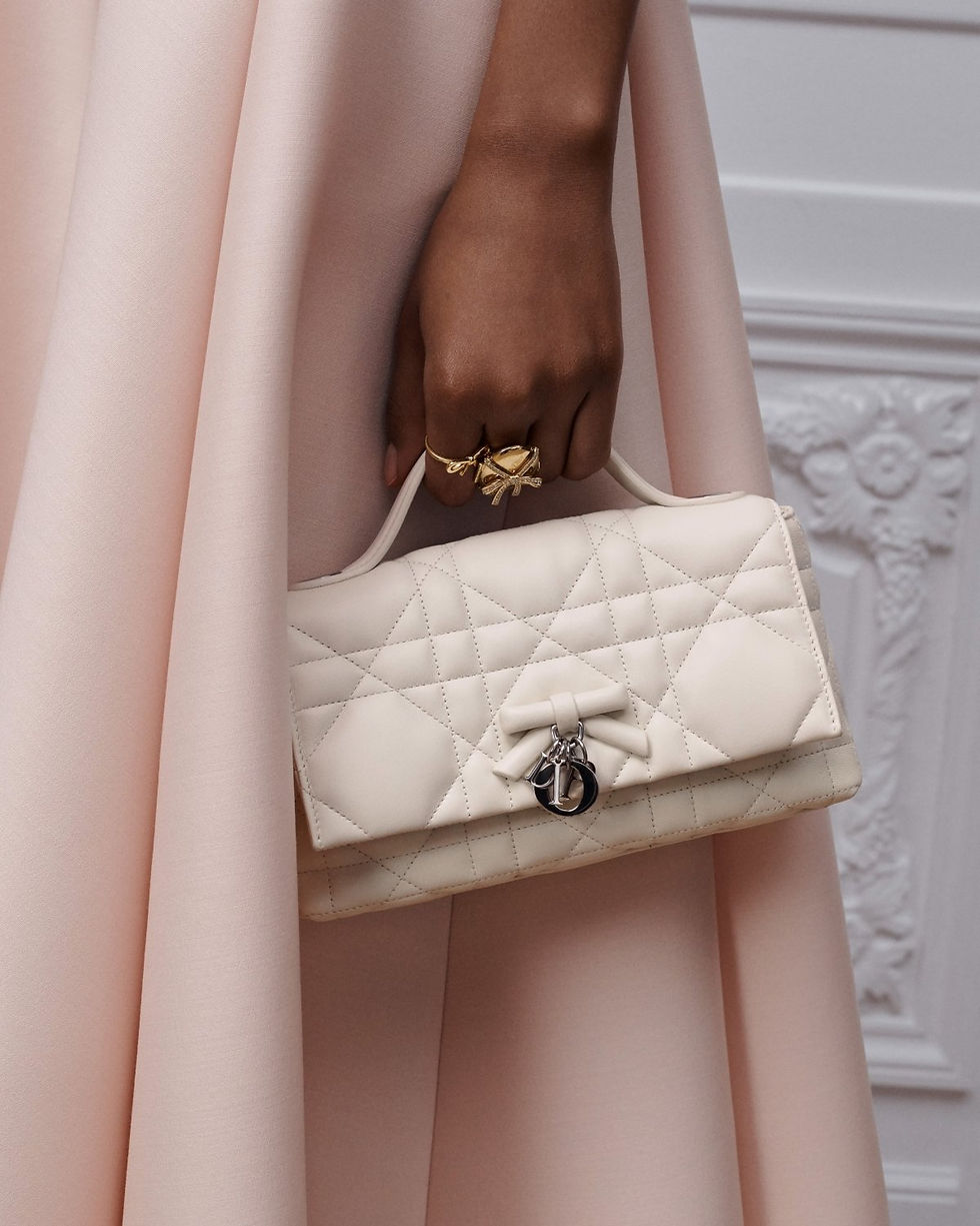 Dior My Tender Dior Mini Bag in latte Macrocannage lambskin – view 2