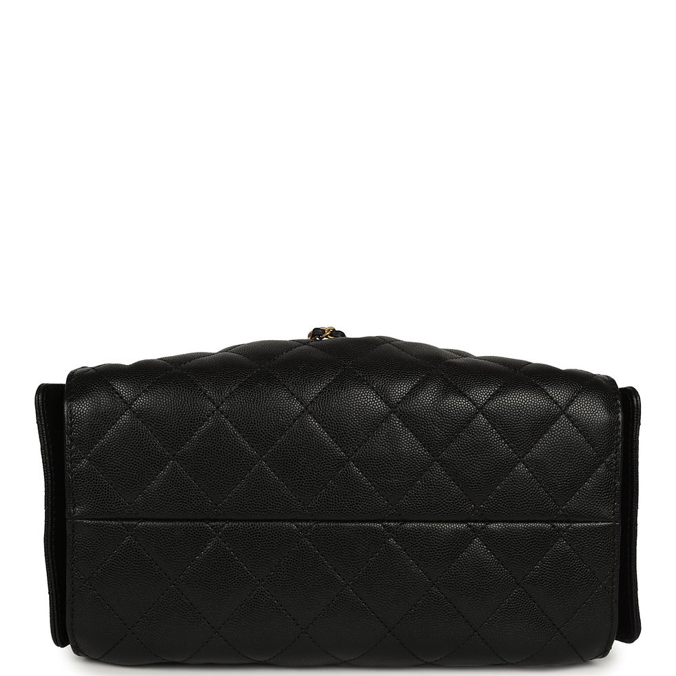 Thumbnail: Front view of the black caviar hobo bag suspended by its chain-and-leather strap