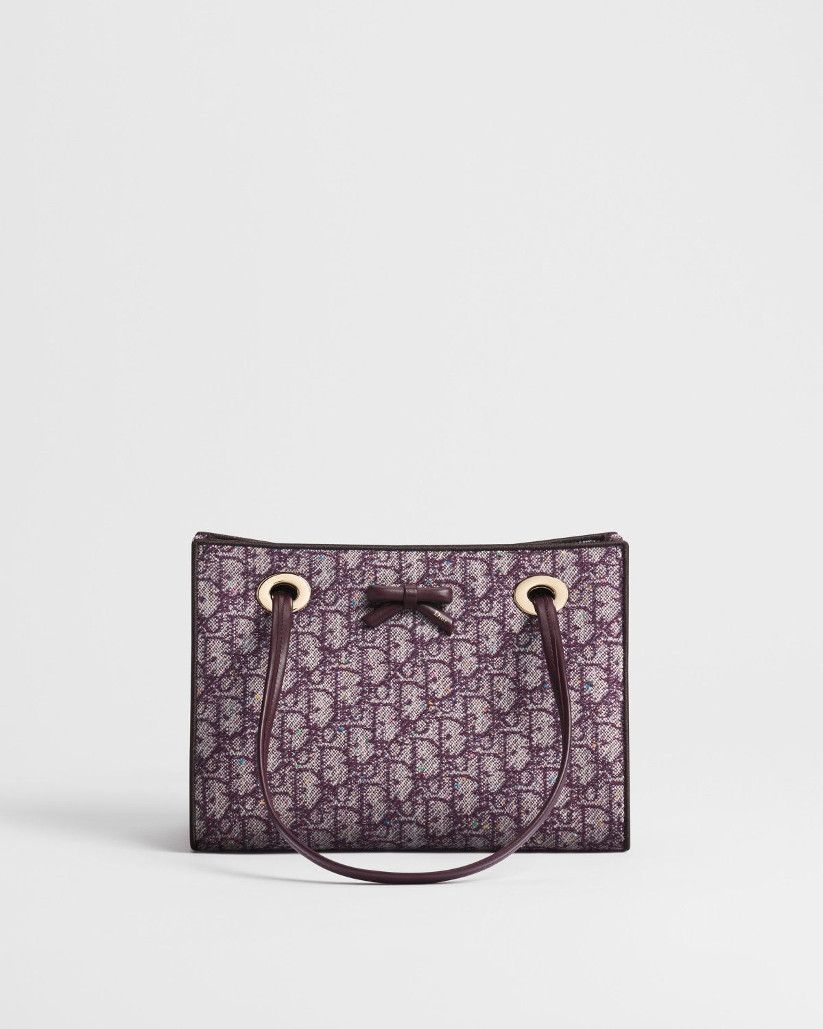Dior Small Promenade shopping bag in red Dior Oblique Donegal tweed – front view