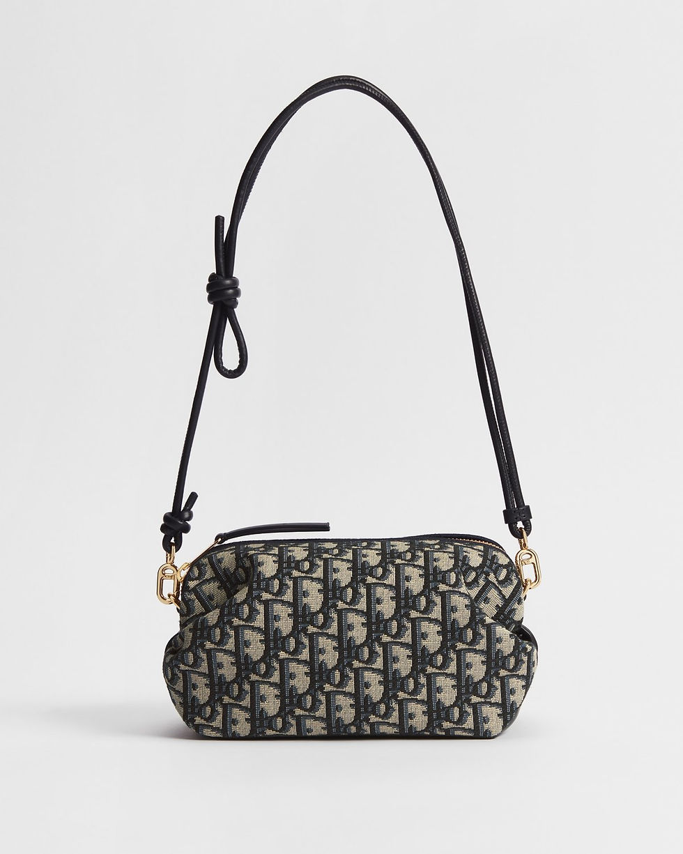 Dior Bow Pouch in blue Dior Oblique jacquard – view 2