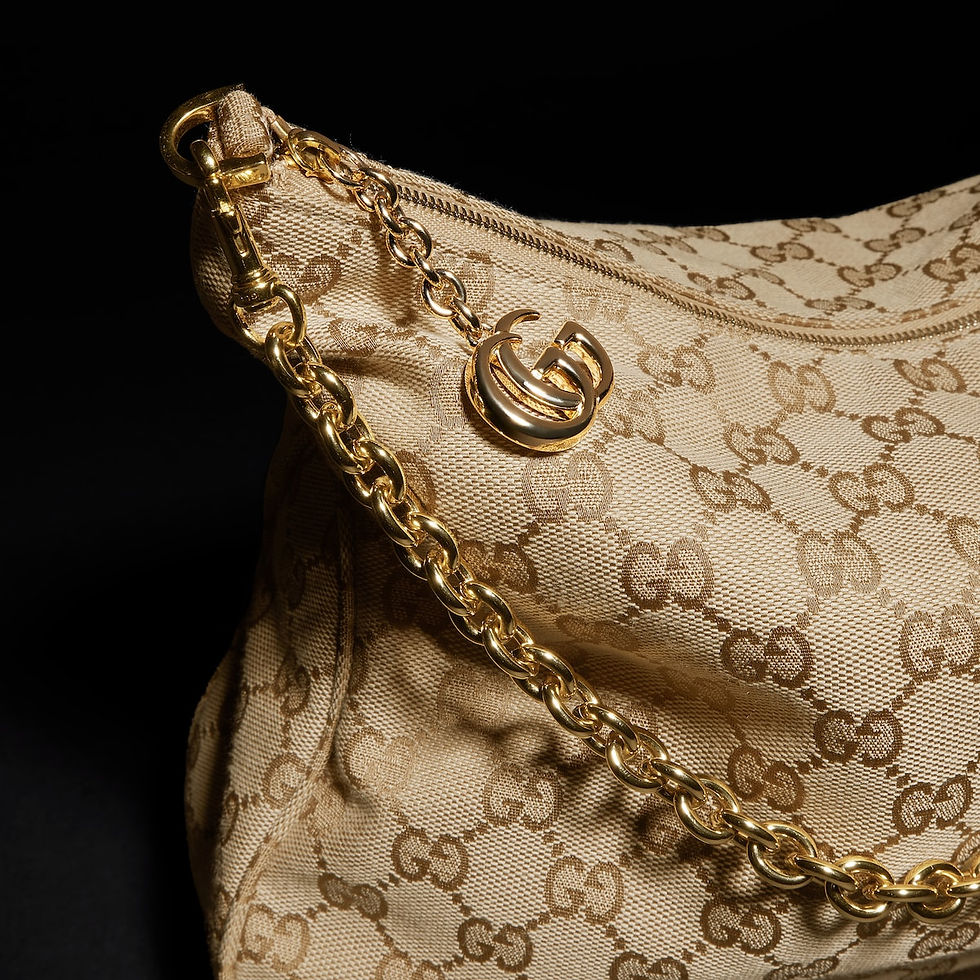 Thumbnail: Gucci Lady Lunetta Chain medium shoulder bag - sand and brown GG canvas