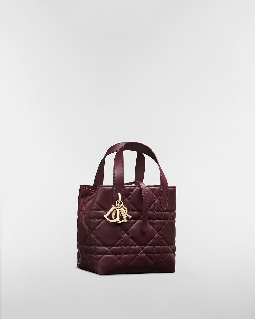 Dior Small Toujours Vertical Tote bag in Deep Amaranth calfskin – front view