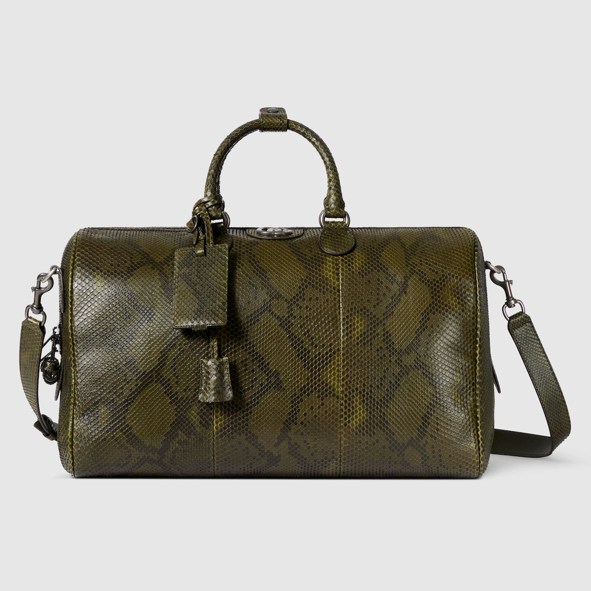 Gucci Python medium duffle bag - forest green python