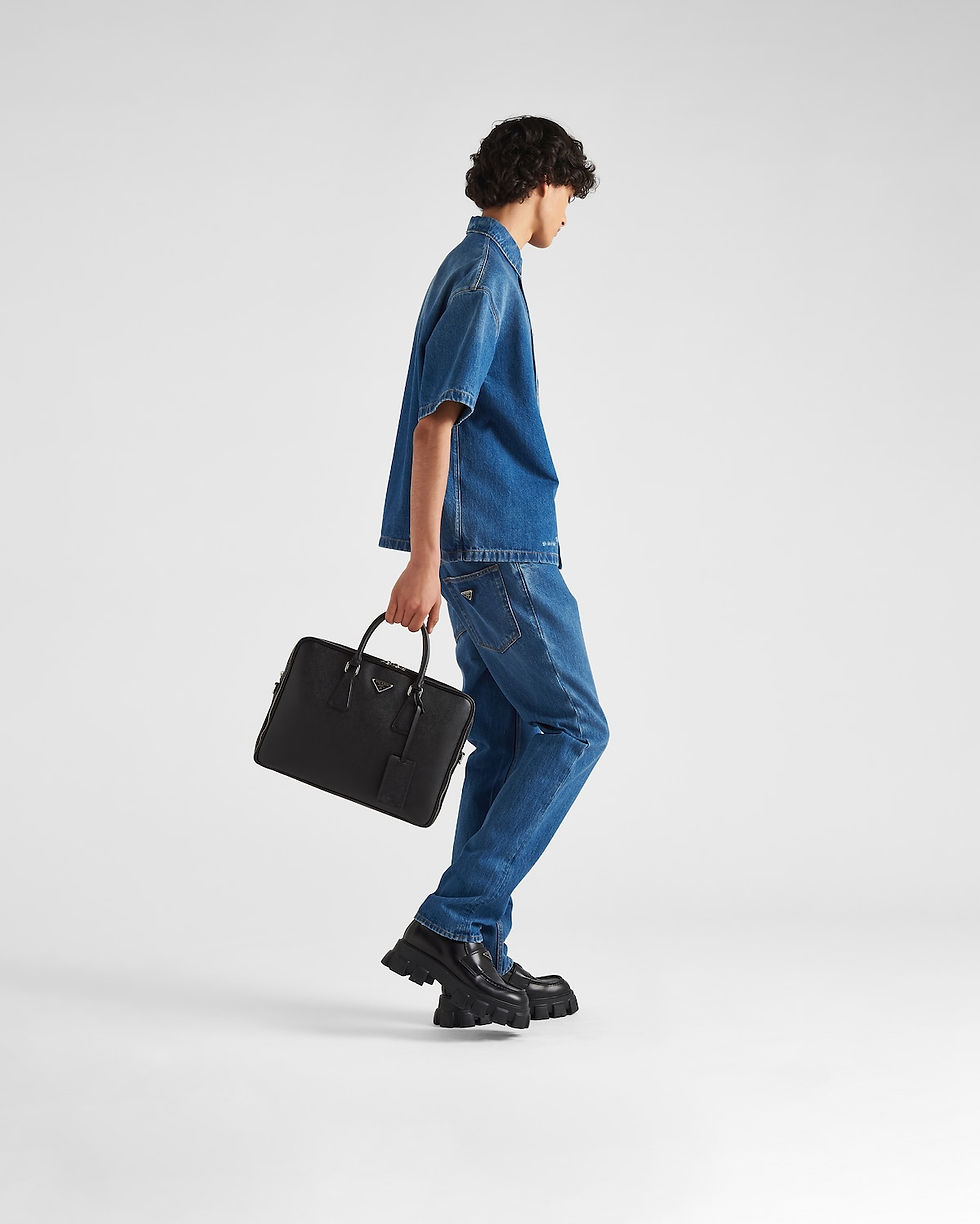 Prada briefcase in black Saffiano leather – view 2