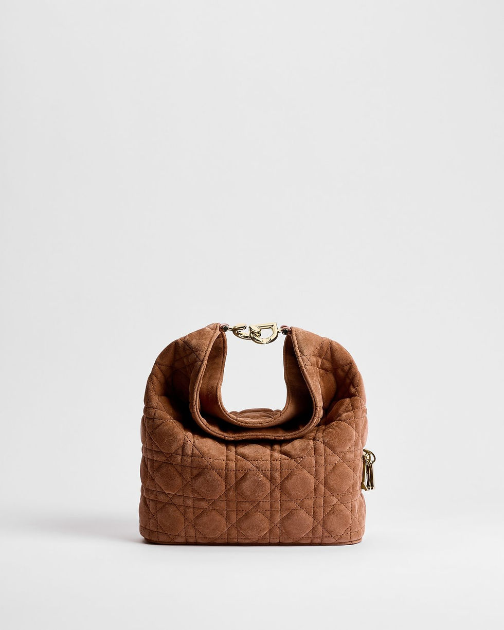 Dior Small Toujours Hobo bag in brown suede goatskin and calfskin – front view