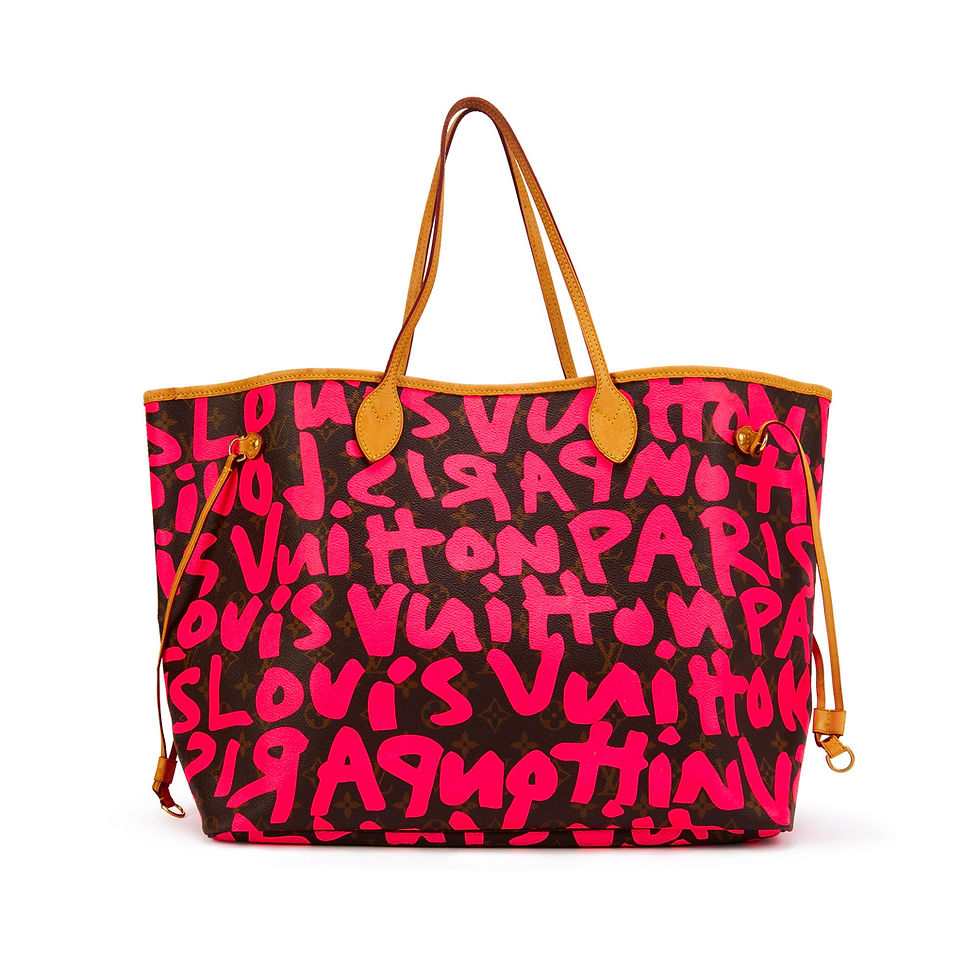 Thumbnail: LV Graffiti Neverfull, close-up of fuchsia Stephen Sprouse graffiti print