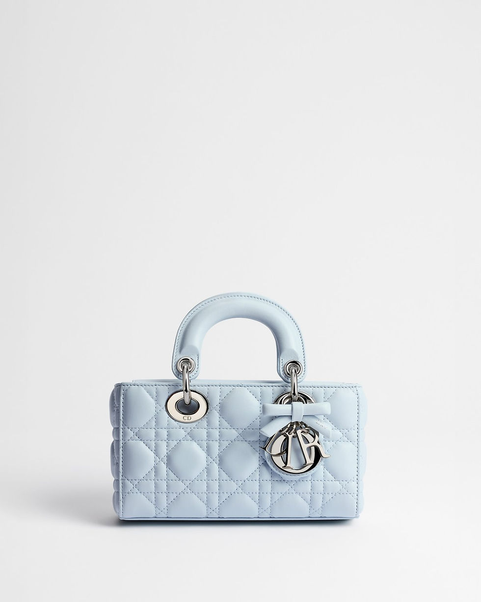 Dior Mini Lady D-Joy bag in Ice Blue Cannage lambskin – front view