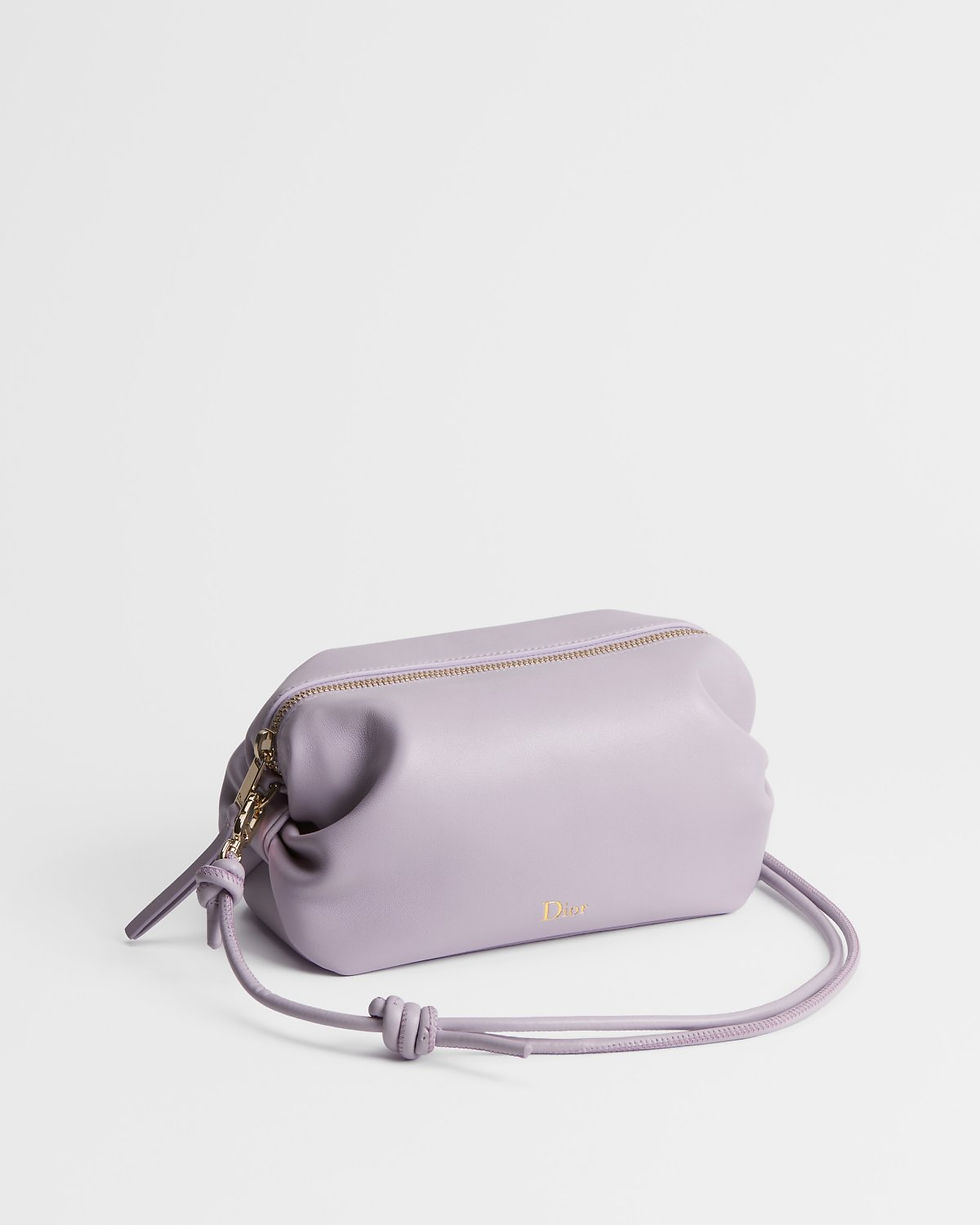 Dior Bow Pouch in Lilas lilac supple lambskin – front view