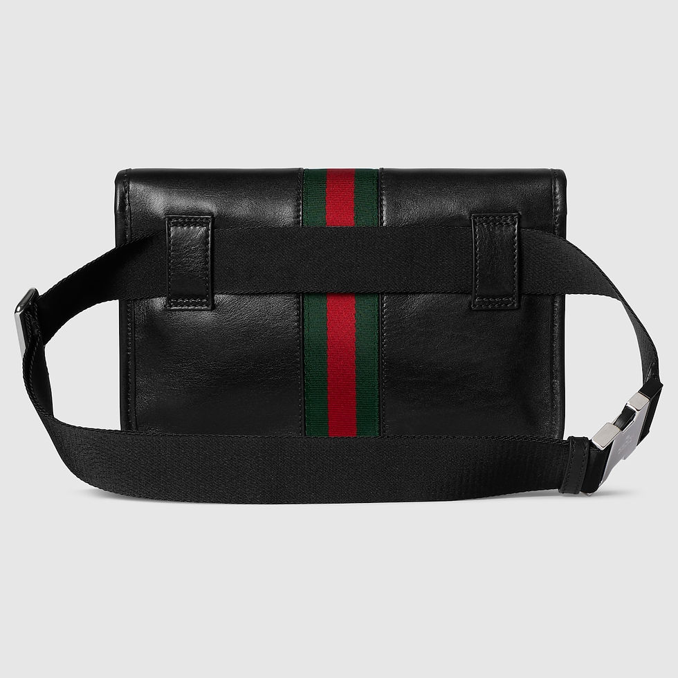 Thumbnail: Gucci Web Trademark small belt bag - black leather