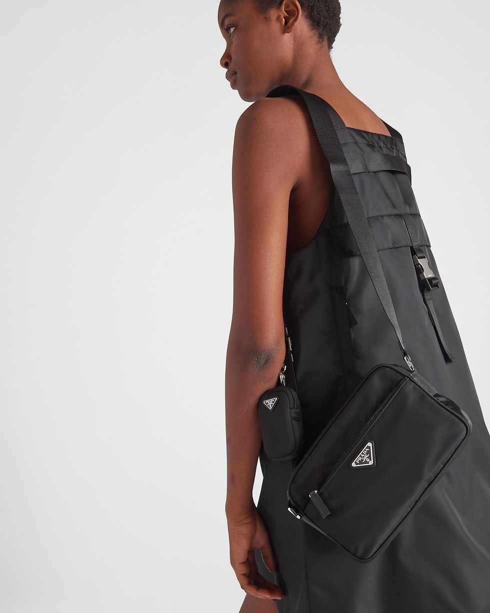 Prada rectangular shoulder bag in black Re-Nylon – view 2