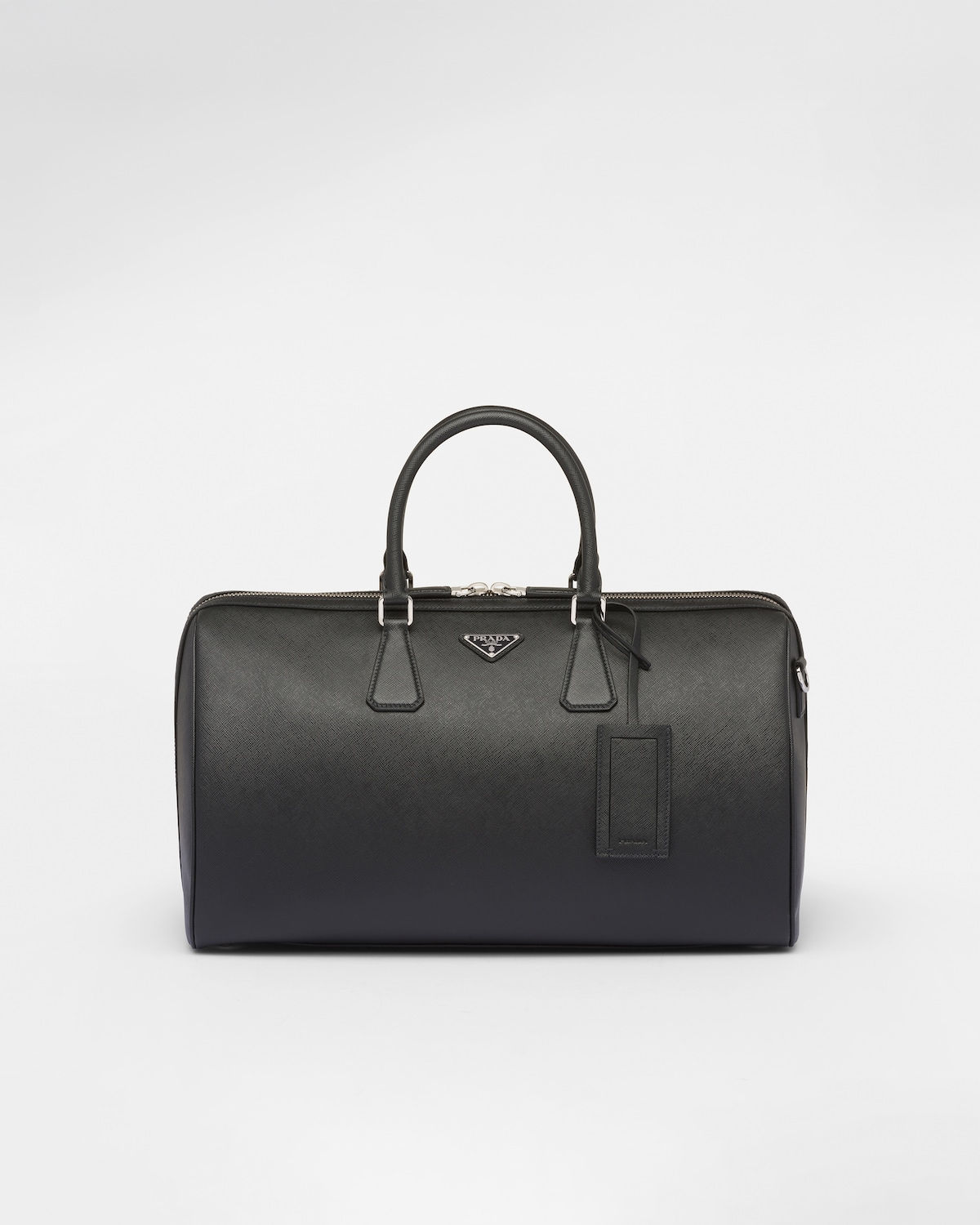 Prada travel bag in black Saffiano leather – front view