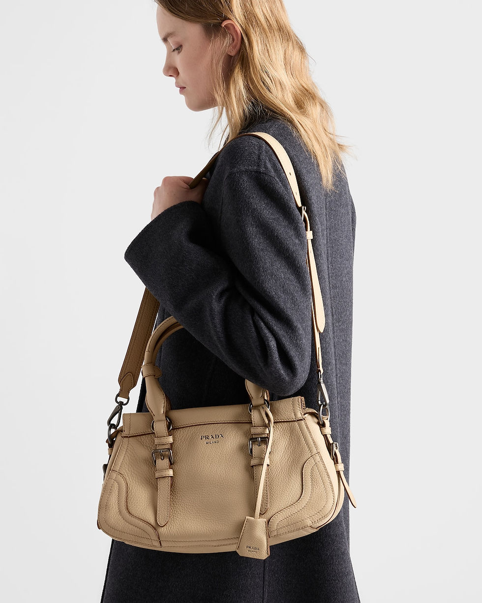 Thumbnail: Prada large tote bag in sand beige buckskin – view 9