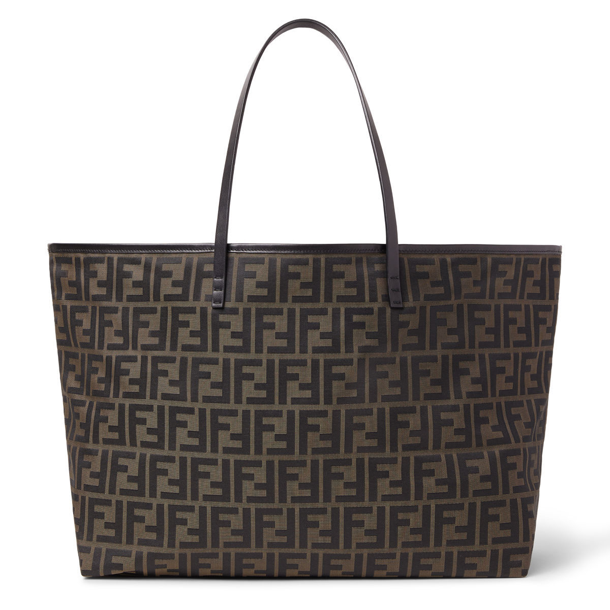 Fendi Roll Medium Shopper in brown Superlight FF Zucca fabric – front view