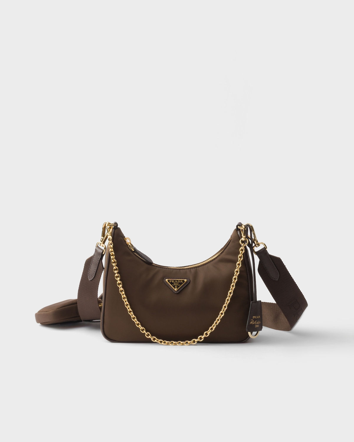 Prada Re-Edition 2005 shoulder bag in burnt brown Re-Nylon – front view