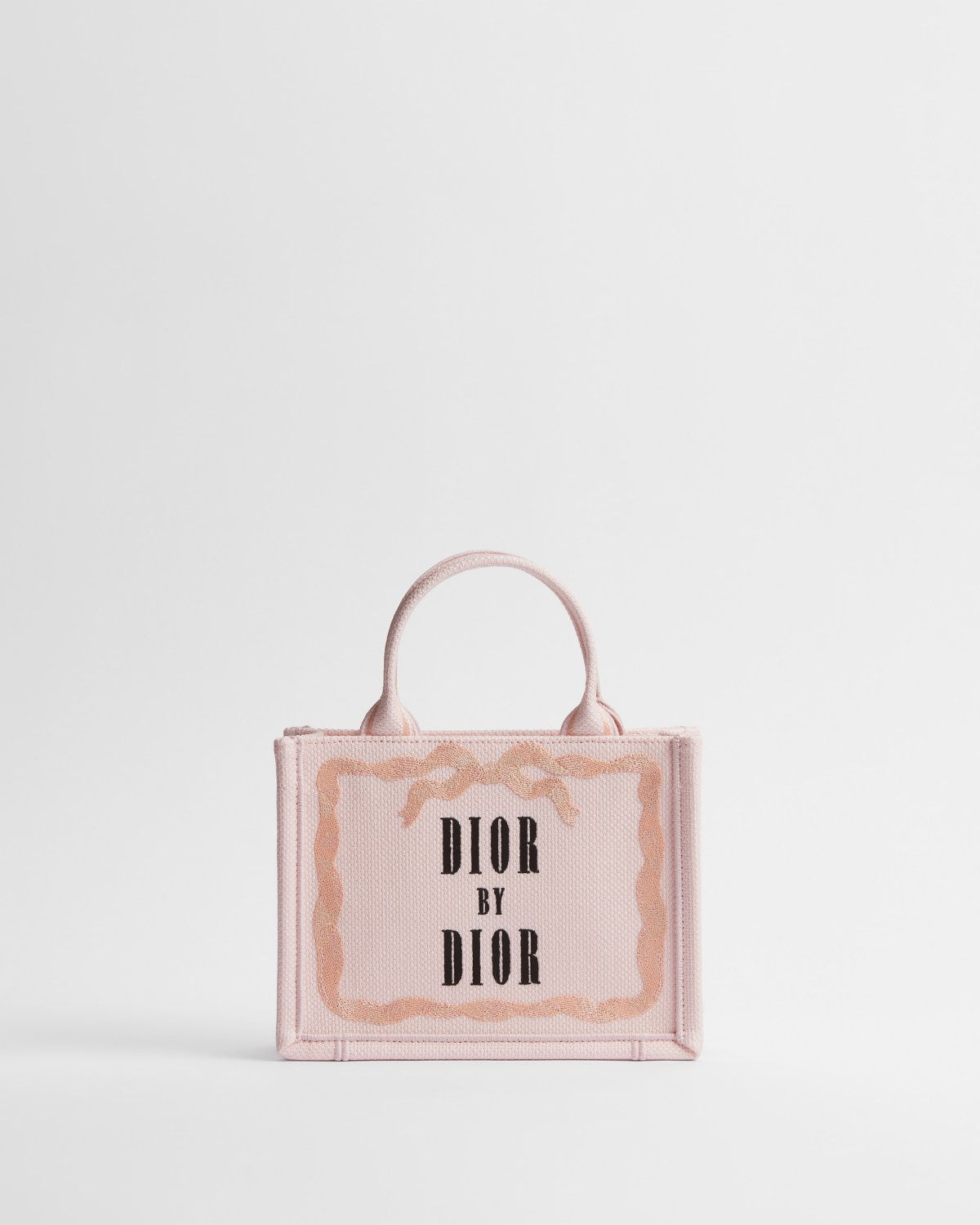 Dior Mini Book Tote with strap in pink cotton, Dior by Dior – front view