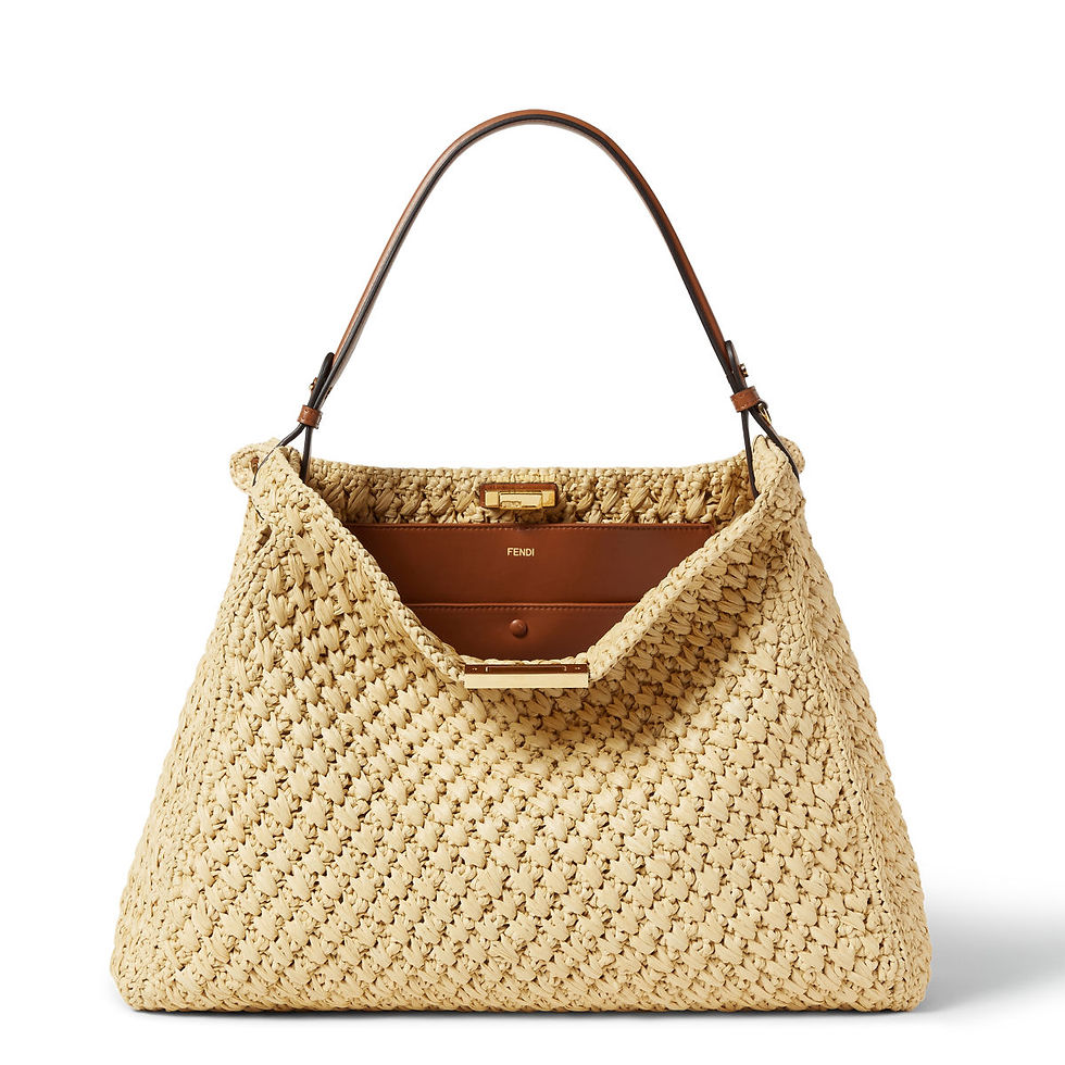 Fendi Way Large bag in natural raffia-effect crochet – front view